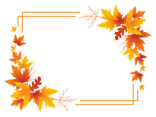 Autumn Leaves Background, Hand Drawn Flat Autumn Background, Maple Leaf Autumn Background