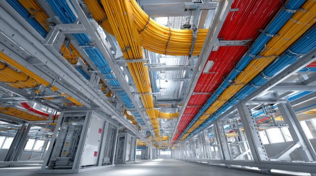 Wide Angle View of Data Center Overhead Cable Management System