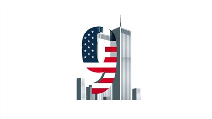 11 September- illustration for Patriot Day USA poster or banner.