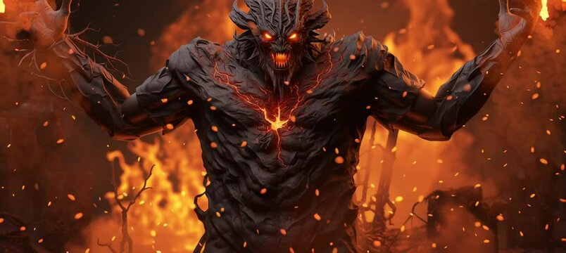 ifrit vs demon vector illustration , ai generative video