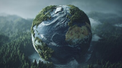 Fototapeta premium A stunning representation of Earth, showcasing nature's beauty with vibrant greenery.