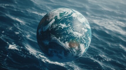 Fototapeta premium A stunning view of Earth floating in the ocean, showcasing the beauty of our planet.