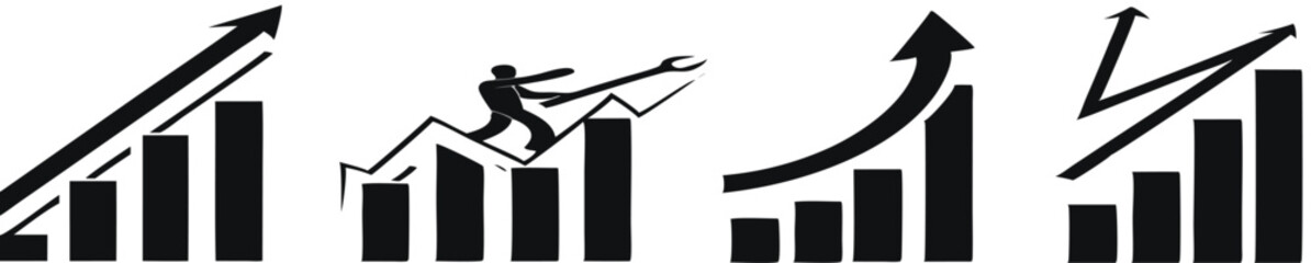 Growth Multiple Style Icon Set Vector