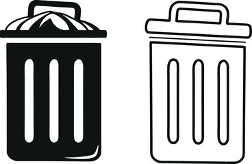Bin icon set. Trash can, delete button. Vector 