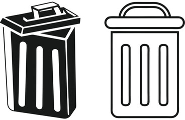 Bin icon set. Trash can, delete button. Vector 