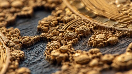 Detailed Macro Shot of Bitcoin Surface Texture in Close-Up View