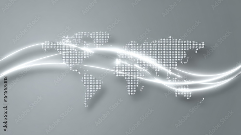 Aufkleber abstract digital world map with glowing lines representing connectivity and data flow.