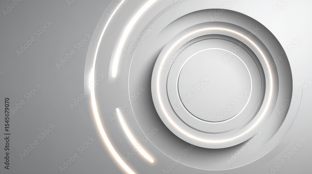 Poster abstract modern design with circular elements and smooth textures in gray tones.