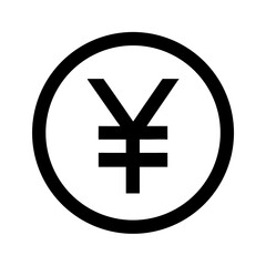 Obraz premium Yen currency symbol in a circular black outline icon design 