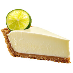 Slice of Key Lime Pie with a Garnish of Lime Wedge