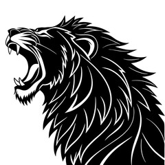 Obraz premium Wild lion head vector illustration and isolated tribal animal tattoo design