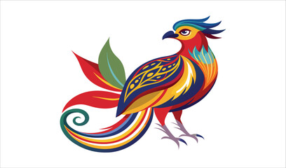 Fototapeta premium Colorful artistic bird illustration with floral design