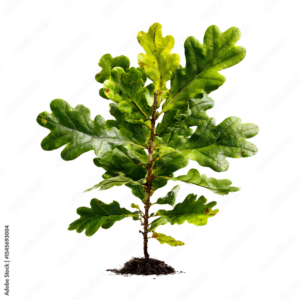 Poster oak tree sapling isolated on transparent background