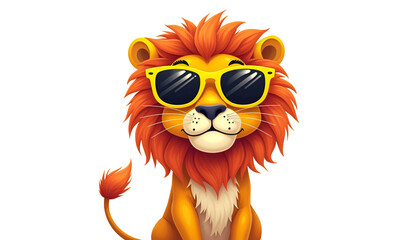 Fototapeta premium Cartoon Lion with Sunglasses and Attitude