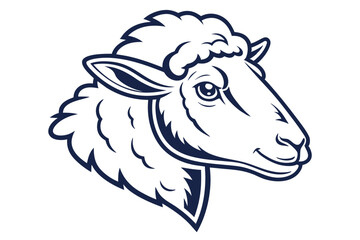Outline of a regal sheep head with a curly fleece shows strength and beauty