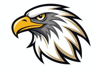 Intense golden eagle head gazes with striking yellow eye in detailed style