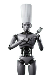 Robot chef holding a spatula