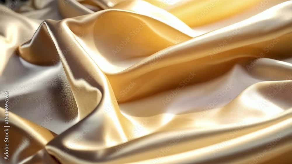 Poster elegant flowing golden silk fabric with soft light creating delicate folds and waves showcasing the 
