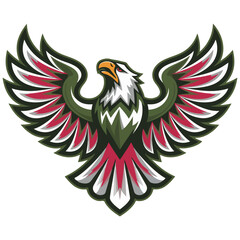 logo type eagle bird with heart wings vector tattoo design.