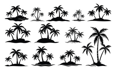 Silhouette Collection of Palm Trees, ai generated