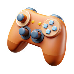 Orange game controller 3d render isolated on transparent background