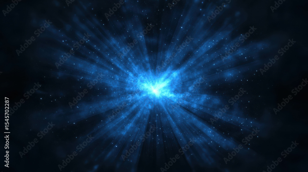 Aufkleber beautiful abstract space background with shining blue light beams radiating from a central glowing p