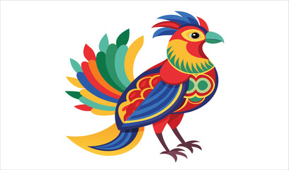 Fototapeta premium Colorful rooster illustration folk art style