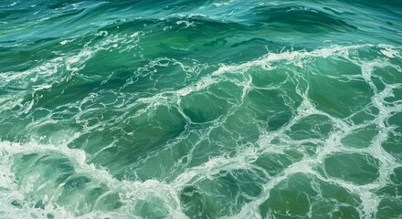 Obraz premium Ocean Waves Texture Green Blue Water Surface