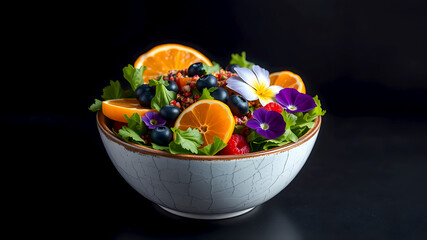 Vibrant Fruit and Flower Salad A Delicious and Healthy Bowl