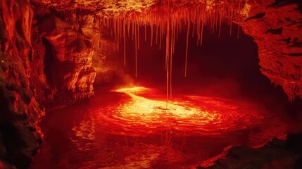 Firey cave interior background