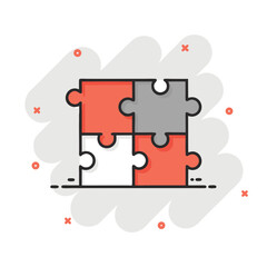 Four piece puzzle graphic in comic style vector illustration perfect for business concepts and solutions