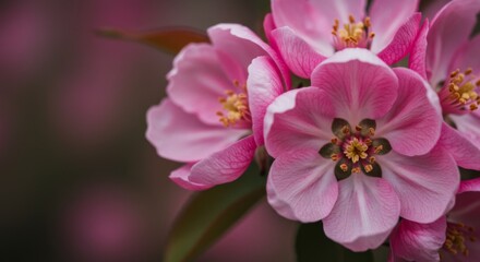 Obraz premium Closeup Pink Flower Blossoms Soft Petals Spring Bloom