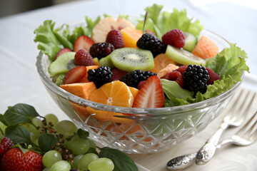 Vibrant Fruit Salad A Refreshing Mix of Berries, Kiwi, and Citrus