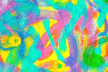 Vibrant pastel graffiti texture in neon green, pink, blue. 80s urban art style, fluorescent glow, abstract forms. Street style urban Y3K Backgrounds, creative projects, modern 90s, 2000s, Y2K visuals