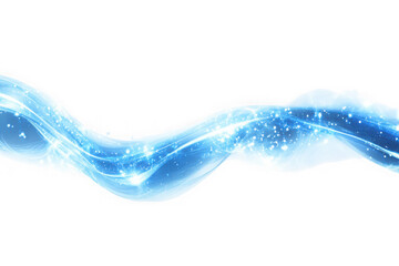 Abstract blue light wave effect, glowing stream, energy flow, sparkle trail, magic swirl, isolated on transparent background