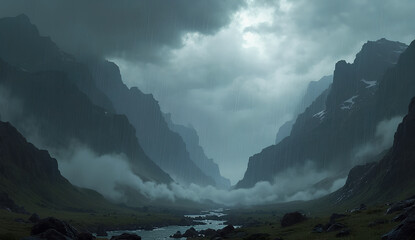 Storm Clouds over Mountain Landscape