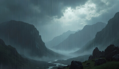Storm Clouds over Mountain Landscape