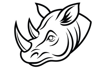 Bold line art showcases a majestic rhino head with striking horns and powerful presence