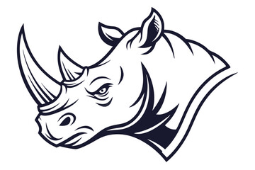 silhouette shows an angry rhino head with two horns and ears