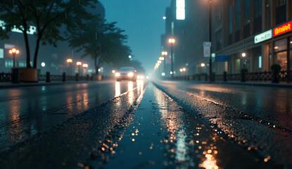 Rainy Night Street Reflections