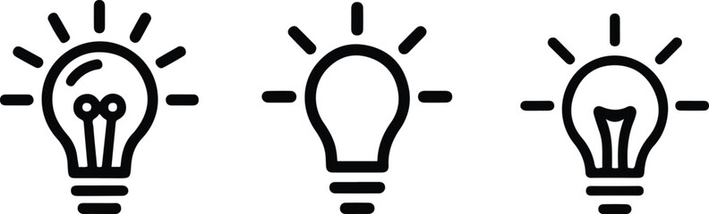 Set of Light Bulb Idea Icons. and outline vector illustration.