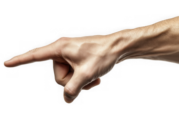 Pointing finger hand gesture direction sign symbol index finger forefinger human anatomy isolated on transparent background