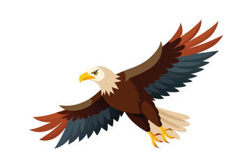 Obraz premium flying bald eagle vector white background