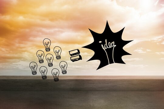 Light bulb gaphic on landsscape