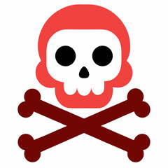 Crossbones and skull death flat vector icon on white background 