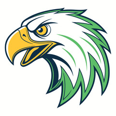 Isolated eagle head embodies strength with stylized feathers and piercing yellow eye