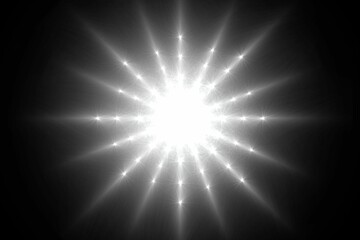 Obraz na płótnie Canvas Star-like light burst is radiating geometric grid white rays in dark void, flat design illustration