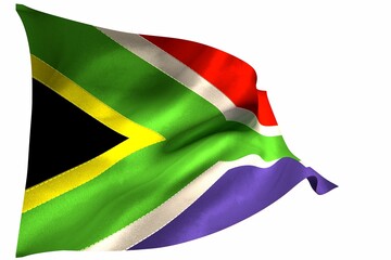 South africa flag on white background