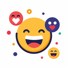 Vector Emoji Set with Different Reactions for Social Network Isolated on White Background. Modern Emoticons Collection in Flat Style Design 
