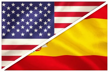 Papier peint photo Flags of Spain and America